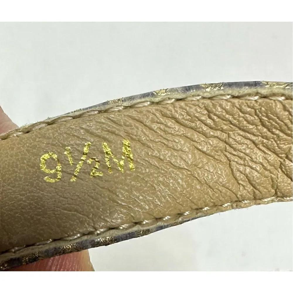 VANELi Gold Metallic Snakeskin Wedge Sandals  Size 9 1/2